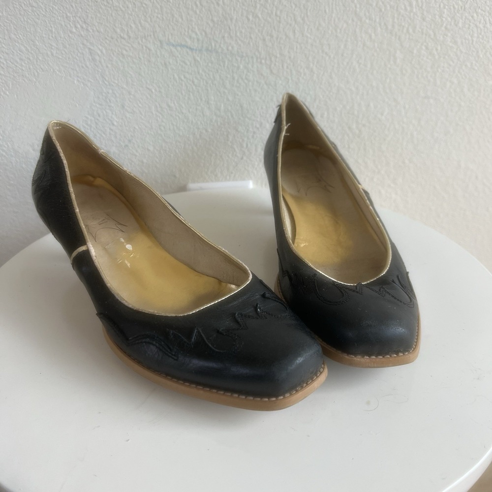 Vintage Made In Spain Leather Western Kitten‎ Heels Womens 9